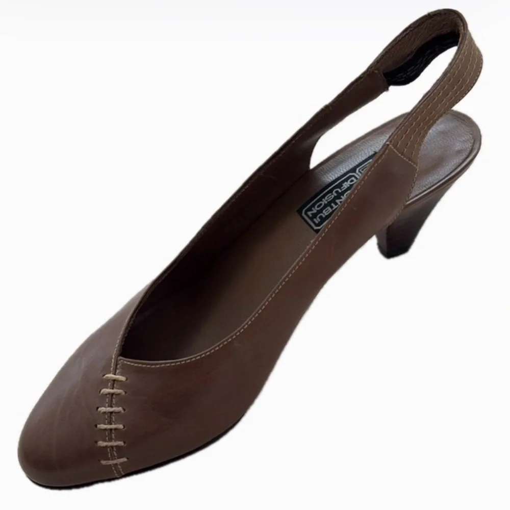 MONTBUI Elegant Brown Slingback Heels